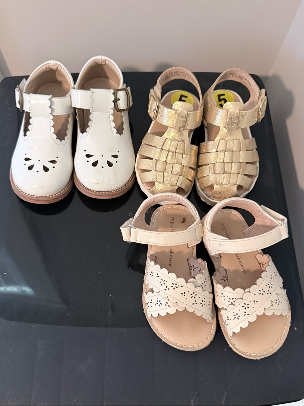 Girls White and Gold Sandal Bundle - Kids Shoes